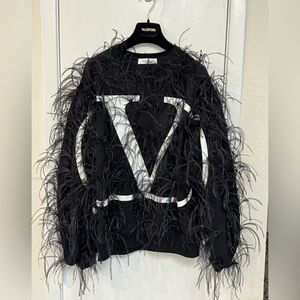 Ostrich Feather Logo Jersey Sweatshirt